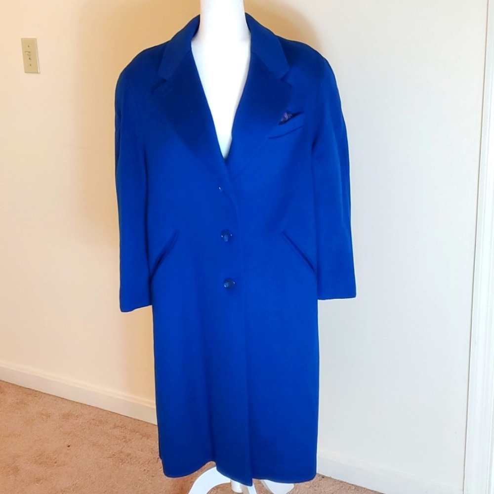 Bryant Park petite royal blue long wool dress coat
